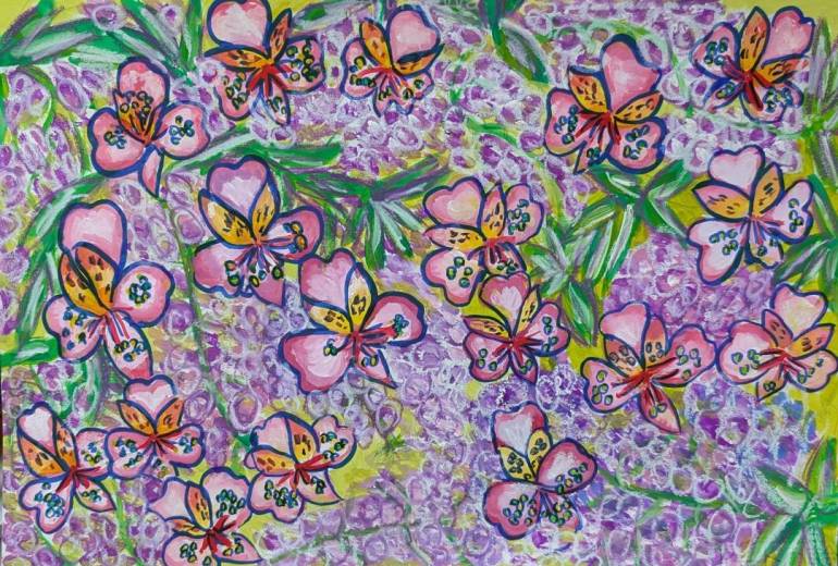 アルストロメリアと藤の花