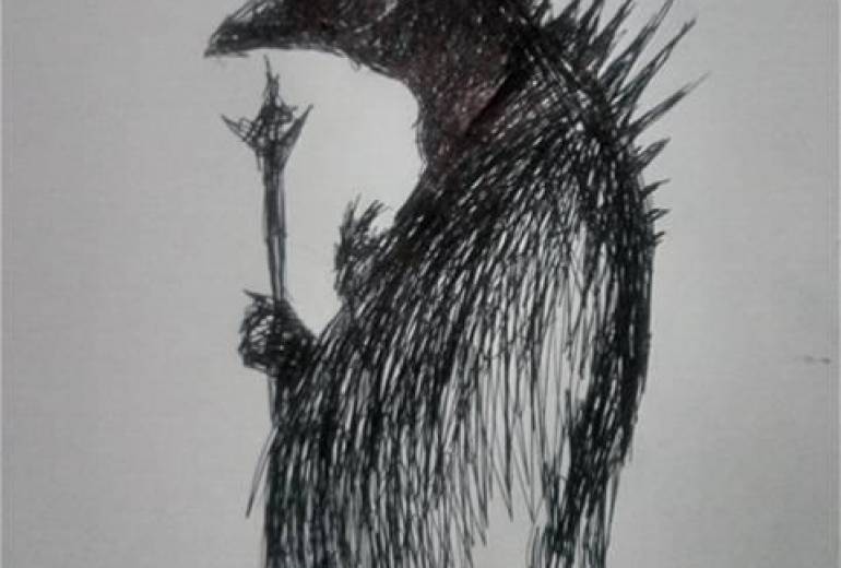 我名は、像鴉ヶ鬼！我が名を唱えよ！！（写実的漫画アート作品）