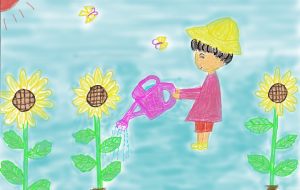 ひまわりと女の子 - maco