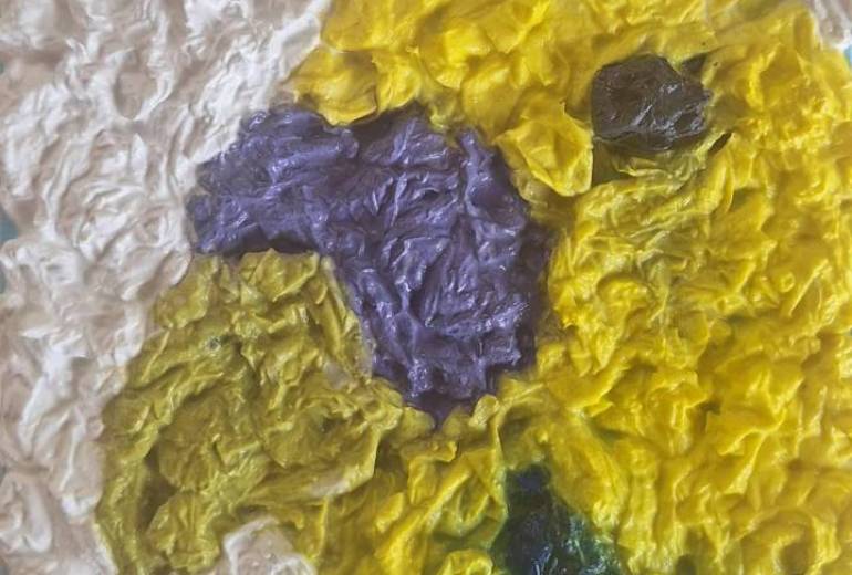 インコのペーパーテクスチャーアート