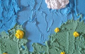 空と黄色の実 - 葉 