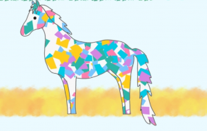 ハリ絵風のウマ - ネットスクウェアNET年賀状 ✕ 障がい者アート協会【2026年午年年賀状】 NS2026