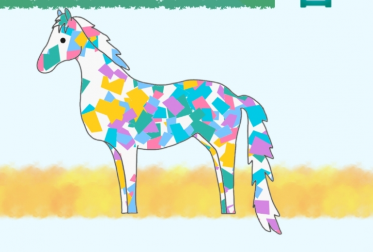 ハリ絵風のウマ