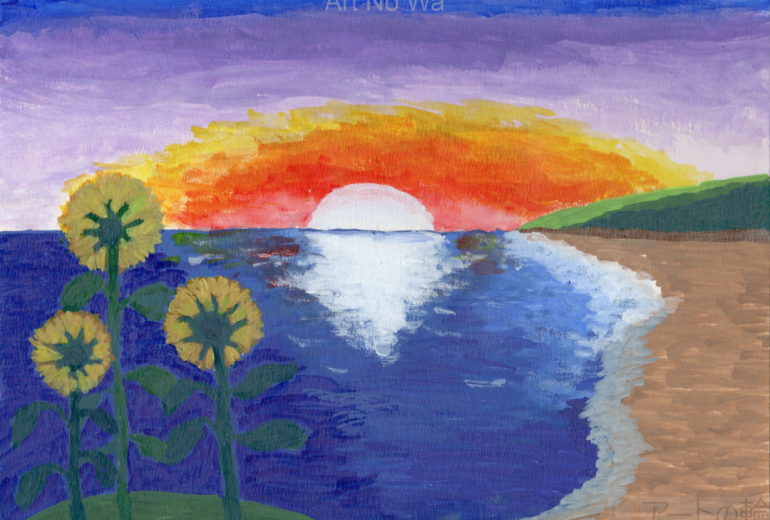 朝日がのぼる海