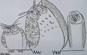 3羽フクロウ - KAZUO