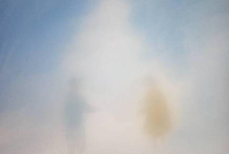 夏の日、青空の入道雲、母さんもう一度、会おうよ（色彩アート）