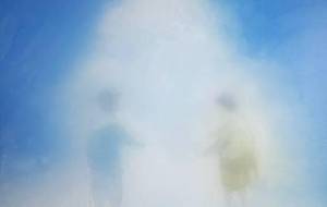 夏の日入道雲、笑顔、母さんと再会！ - 真鍋哲地 