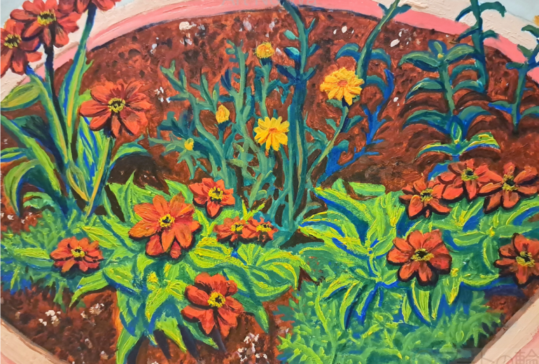 オレンジ色の花