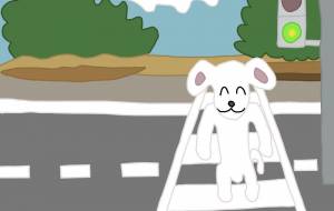 犬が交差点を歩いている所 - アクター 