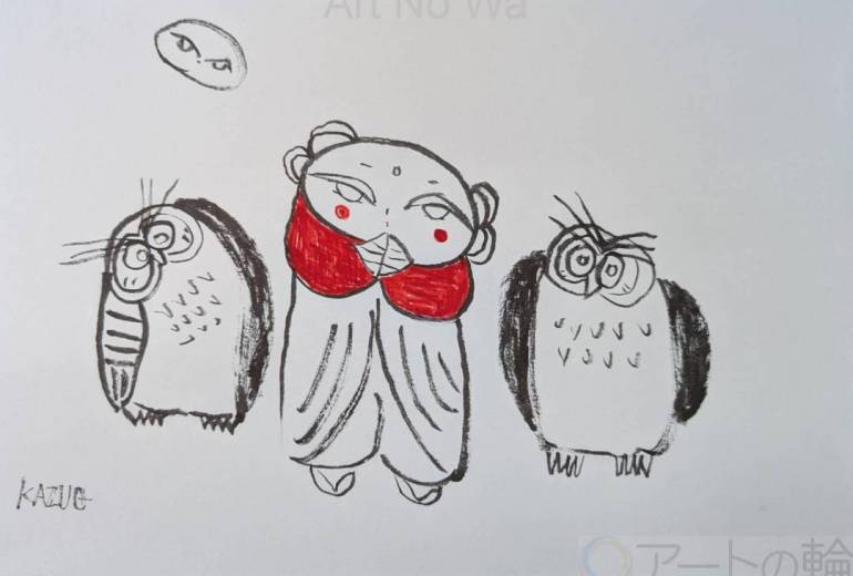 お地蔵さんとふくろう