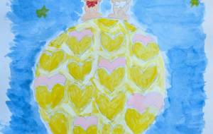 月にすわるウサギ - Miyumomo 