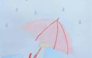 雨の中たたずむ女の子 - Miyumomo 