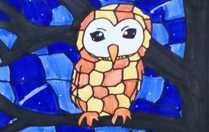 夜空を眺めるフクロウ - ましゅまろまかろん