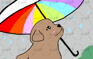 虹色の傘と子犬 - 聖羽SEIHA 