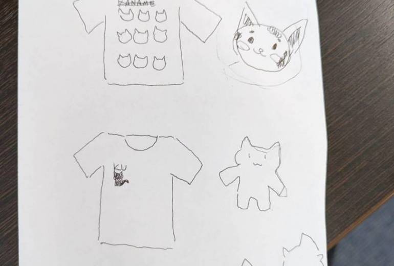 くーにゃんTシャツ下書き