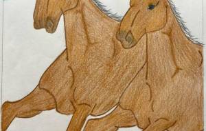 走る馬と富士山と鷹とナス - ネットスクウェアNET年賀状 ✕ 障がい者アート協会【2026年午年年賀状】 NS2026