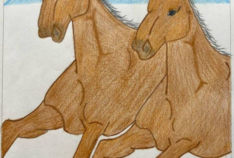 走る馬と富士山と鷹とナス