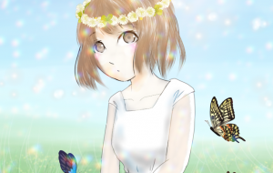 草原の少女と蝶 - 石丸沙織