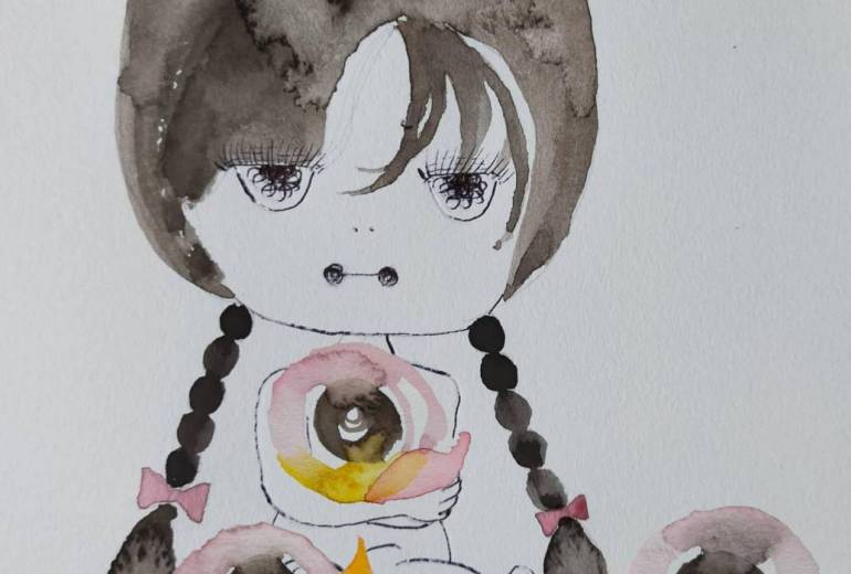 薔薇？を抱いた女の子