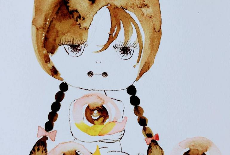 薔薇？を抱いた女の子  色味弄った