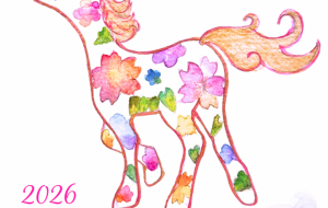 夢の中に - ネットスクウェアNET年賀状 ✕ 障がい者アート協会【2026年午年年賀状】 NS2026 