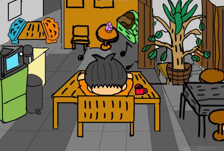 コミュニティスペースでの至福の一時