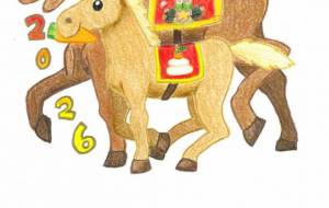 お馬の親子とお正月 - ネットスクウェアNET年賀状 ✕ 障がい者アート協会【2026年午年年賀状】 NS2026 