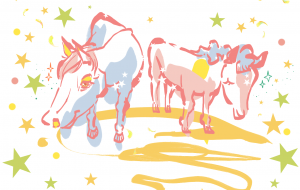 新年を祝って乾杯！（フォント入り） - わらびい 