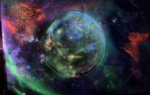 地球に舞う、光の蝶たち - 光るアートmyo 