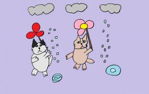 雨と傘と犬　 - 工房はんど　syu-mi 