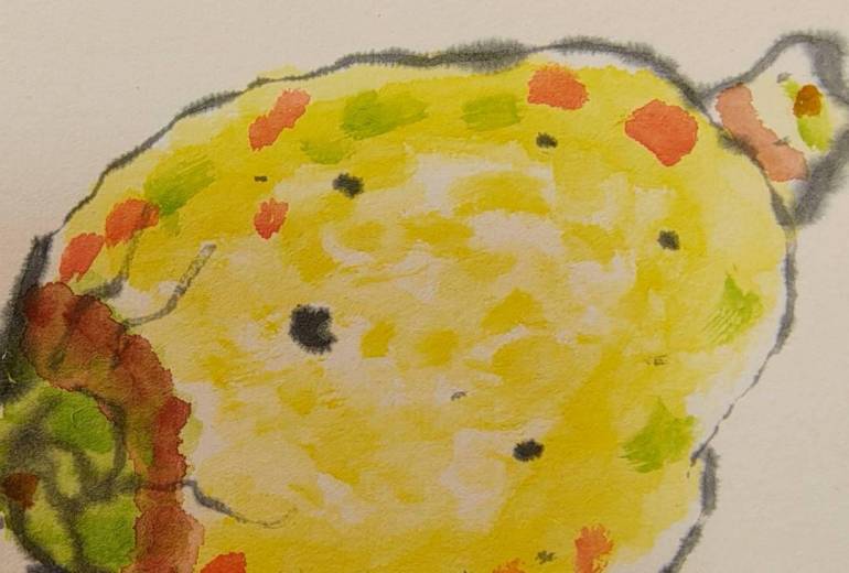 レモン　　果物　顔彩　絵手紙