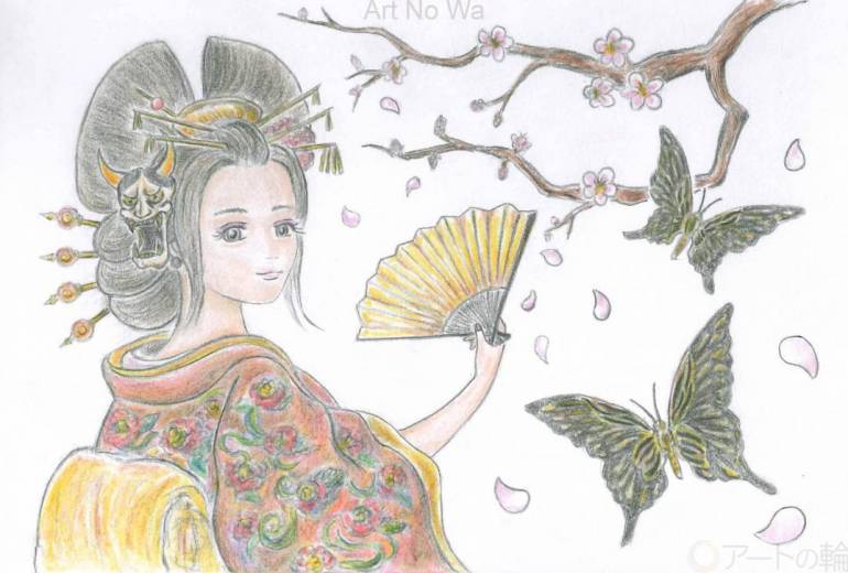 花魁、蝶と舞う