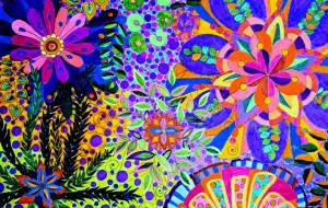 泳ぐ草花たち - 藍撫