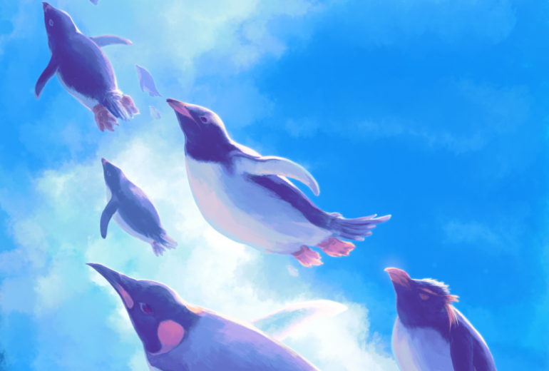 空飛ぶペンギンたち