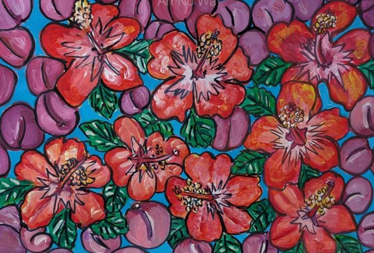 ハイビスカスとプラム