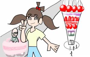 カートゥーン風の女の子 - 金垣魯文 