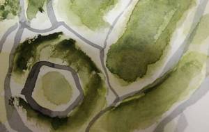 ピーマン　絵手紙　顔彩　野菜 - るり 