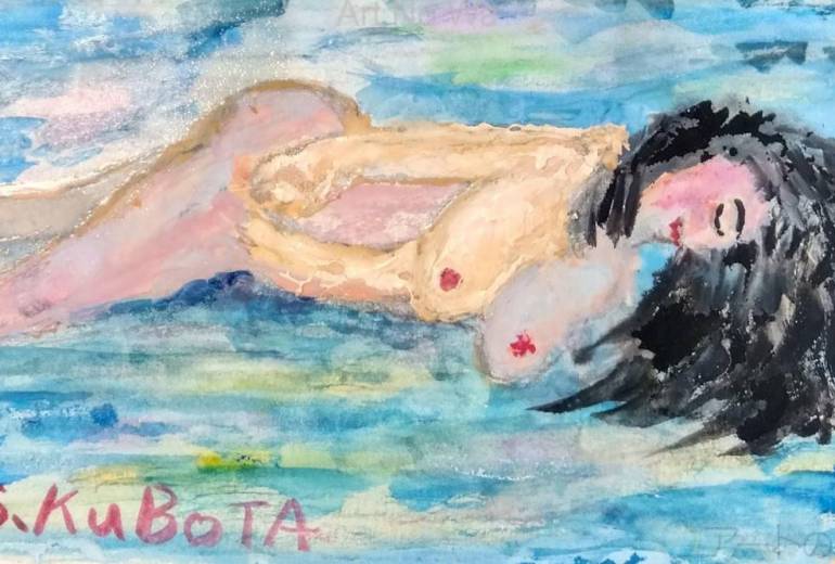 よこたわる、裸婦。