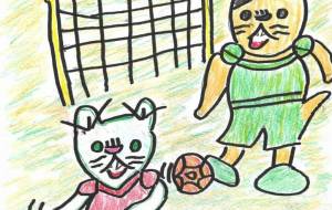 サッカーをしているにゃんこ - KURO 