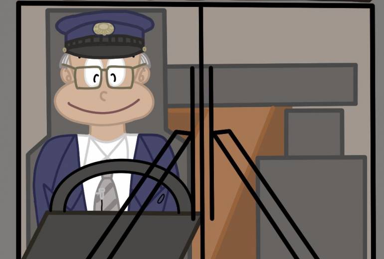 年配のバスの運転手さん