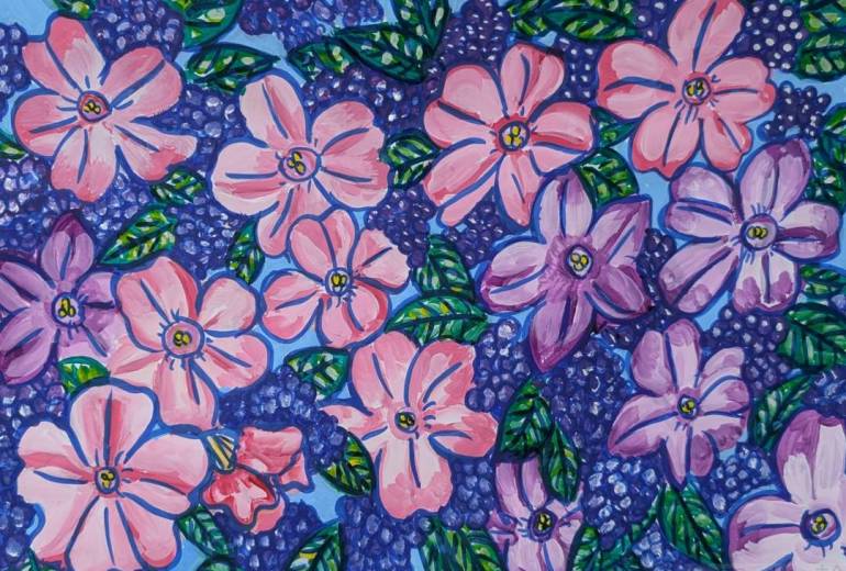 ペチュニアと青い実