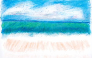 水平線と浜辺 - 雪柳 