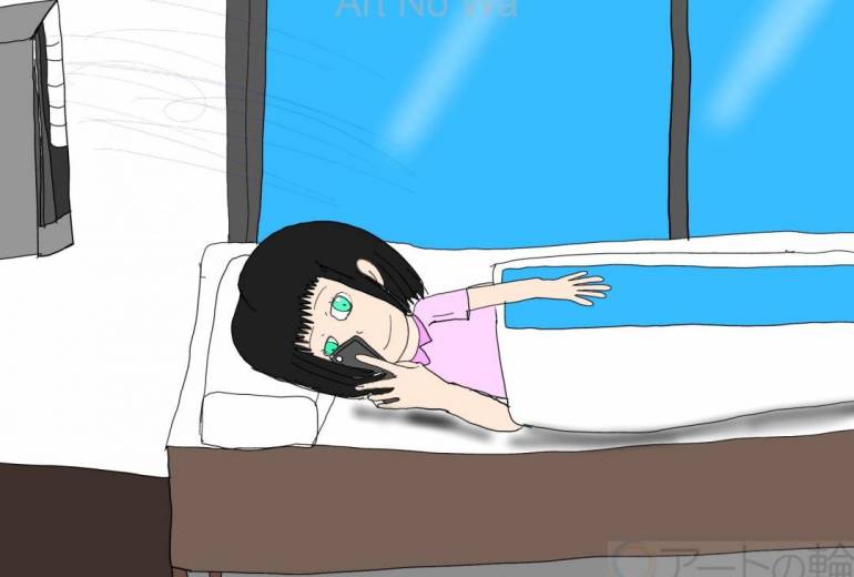 エアコンガンガンにつけて寒いのでそれで布団を被りスマホ