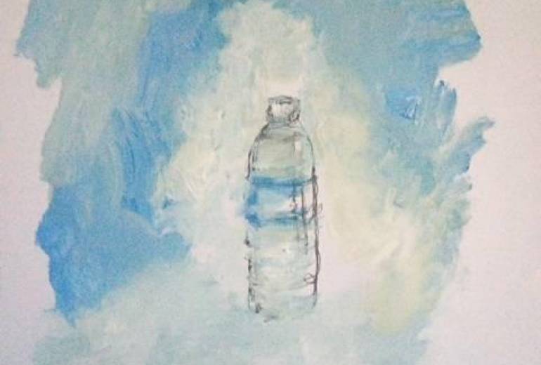 ラフアート、青空ペットボトル夏空！入道雲