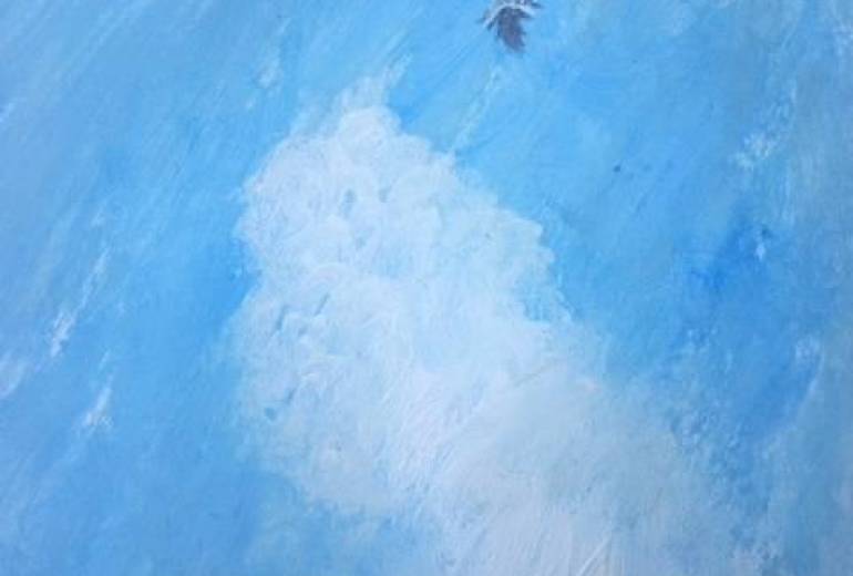 母さん夏空入道雲の向こう側（デッサン&色彩アート）