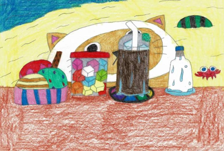 アイスコーヒーと海