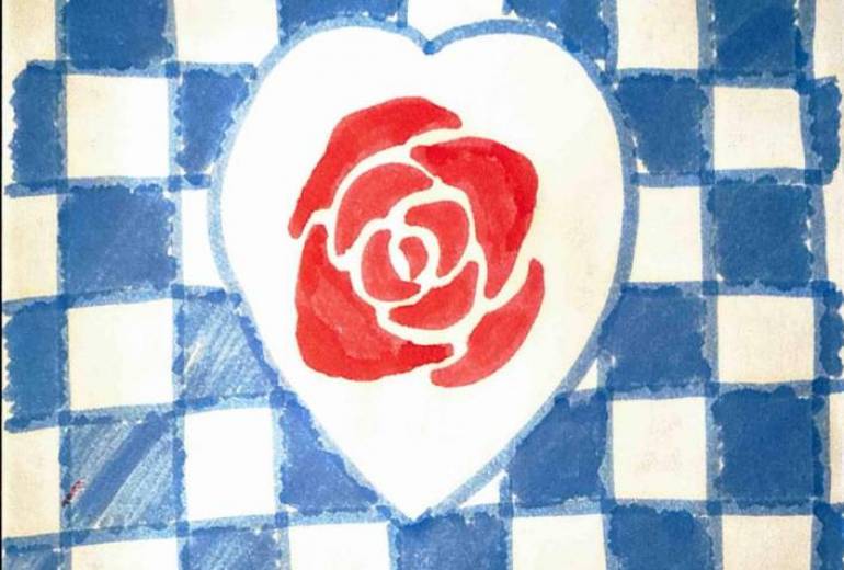 薔薇とチェック