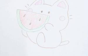 スイカを食べるネコ - Miyumomo 