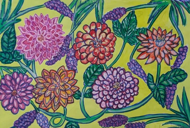 ダリアとラベンダー