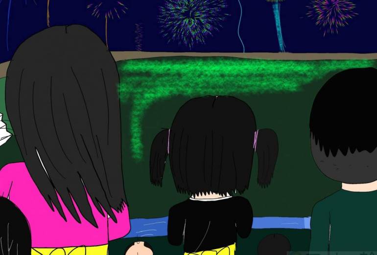 河原の花火大会